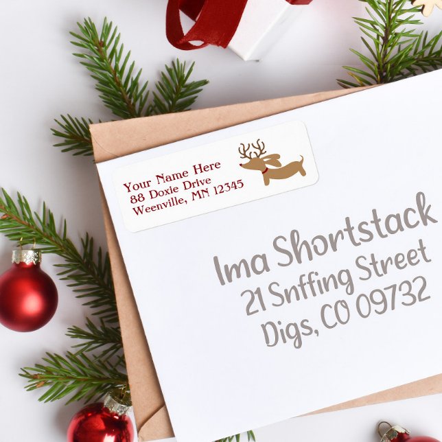 Rentier Dackel Weihnachtsanschrift Labels Dackel (dachshund through the snow Christmas address labels)