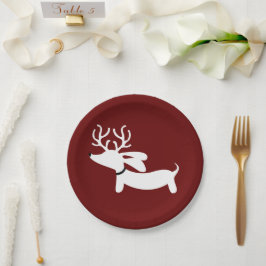 Rentier Dackel Weihnachtsdruckplatte Dackel Pappteller