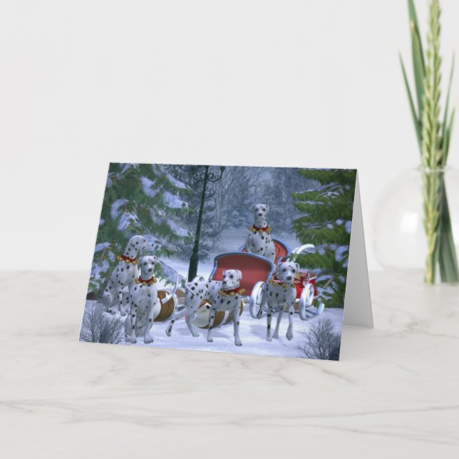 Rentier Dalmatiner Hunde Weihnachtsgrüße Karte (Vorderseite)
