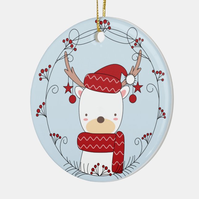 Rentier Doodle Custom Foto Keramik Ornament (Links)