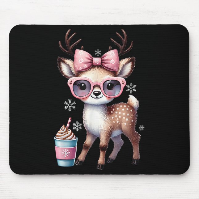 Rentier Drinks Hot Chocolate Bougie Girls Mousepad (Vorne)