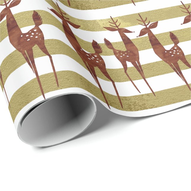 Rentier eleganter Vintager, weißgestreift Geschenkpapier (Rolleneckpunkt)