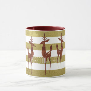 Rentier elegantes Vintages Gold und weiß gestreift Tasse