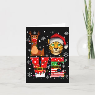 Rentier-Elf-Santa-Hut-Liebe-Gepard-Tier-Weihnachte Karte