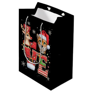 Rentier ELF Weihnachtsmann Hut Liebe Gepard Tier W Mittlere Geschenktüte