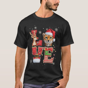 Rentier ELF Weihnachtsmann Hut Liebe Gepard Tier X T-Shirt