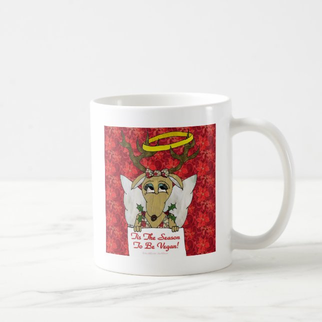 Rentier Engel ist die Jahreszeit Vegan zu sein Kaffeetasse (Rechts)