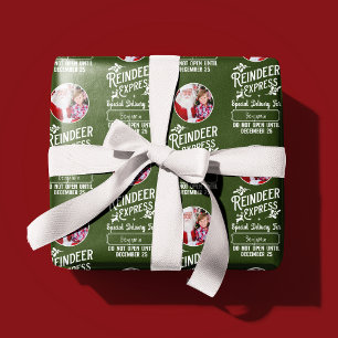 Rentier Express aus Santa Name & Foto Weihnachten Geschenkpapier