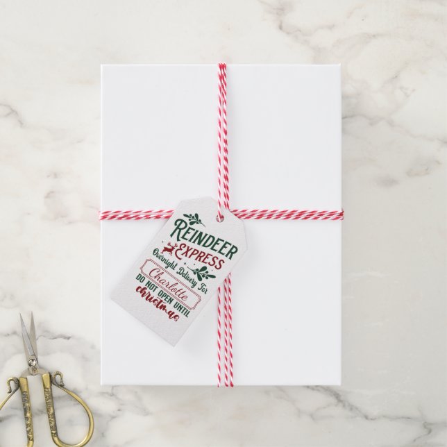 Rentier Express für ein frohes Weihnachtsfest! Geschenkanhänger (Mit Garn)