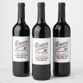 Rentier Express für ein frohes Weihnachtsfest! Weinetikett
