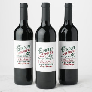 Rentier Express für ein frohes Weihnachtsfest! Weinetikett