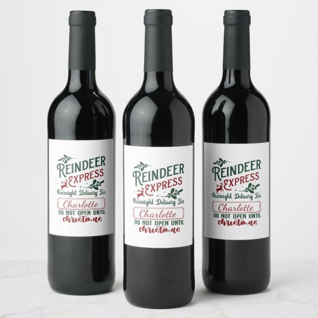 Rentier Express für ein frohes Weihnachtsfest! Weinetikett (Flaschen)