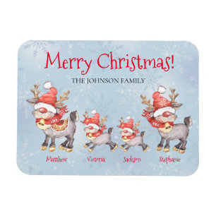 Rentier Family Personalisiert Frohe Weihnachtskart Magnet