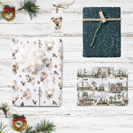 Rentier Farmhouse Weihnachtsbaumfarm | Urlaub Geschenkpapier Set