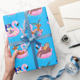 Rentier-, Faultier-, Einhorn- und Flamingo-Geschen Geschenkpapier