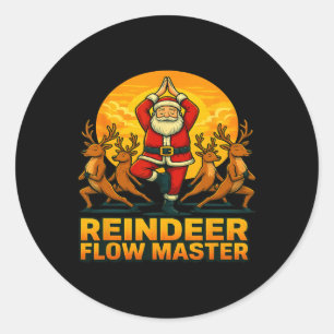 Rentier Flow Master Yoga Weihnachtsmann Weihnachte Runder Aufkleber