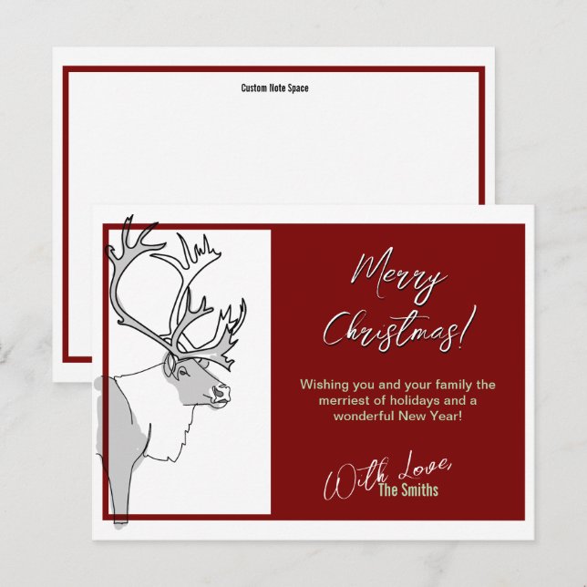Rentier Frohe Weihnachten individuell anpassbar Postkarte (Vorne/Hinten)