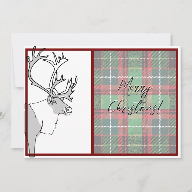 Rentier Frohe Weihnachten Kariert anpassbar Karte (Vorderseite)