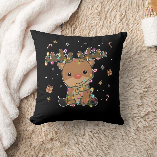 Rentier Frohe Weihnachts Wintertiere Hirsche Kissen (Decke)
