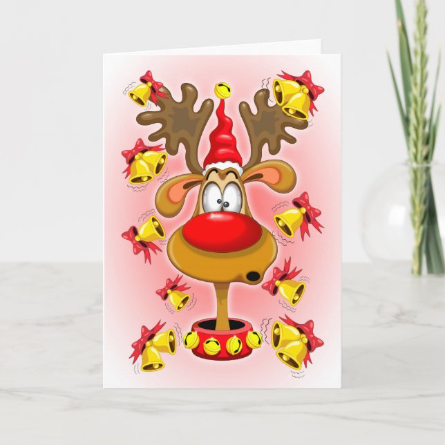Rentier Fun Weihnachten Cartoon mit Bells Alarms (Vorderseite)