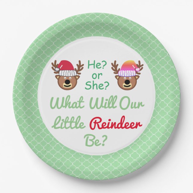 Rentier Gender Reveal Pappteller (Vorderseite)