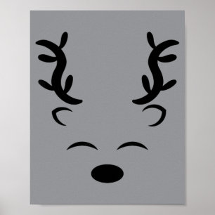 Rentier-Gesicht Lächeln Lustiges Weihnachtskostüm Poster