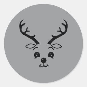 Rentier Gesicht Lustig Süß Weihnachten Halloween Runder Aufkleber