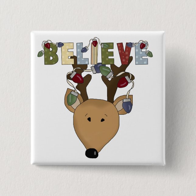Rentier Glaube Holiday Tshirts und Geschenke Button (Vorderseite)