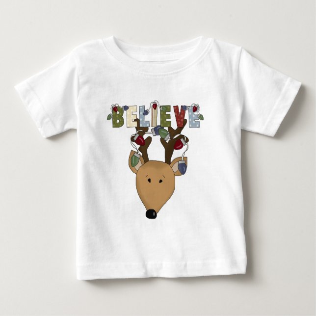Rentier glaubt Weihnachtstiere Baby T-shirt (Vorderseite)