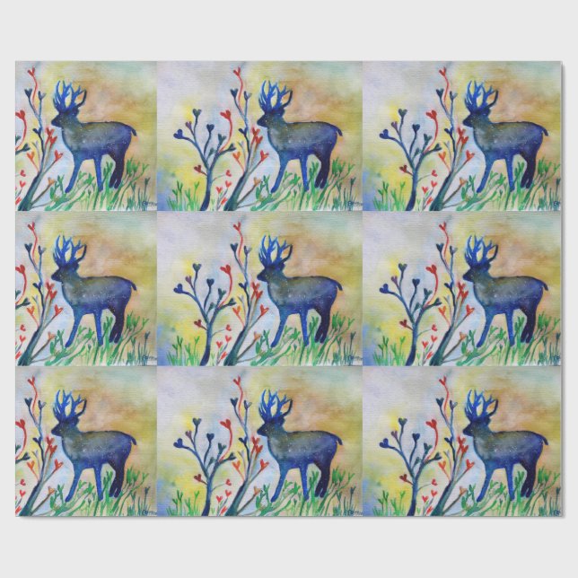 Rentier Hearts Liebe Matte Wrapping Paper Geschenkpapier (Flach)