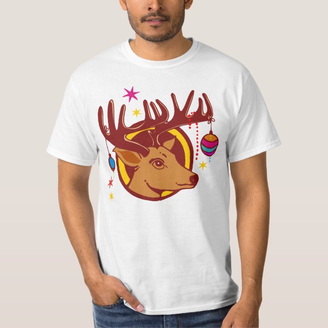 Rentier/Hirsch/Weihnachtsbaumdekoration T-Shirt (Vorderseite)