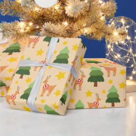 Rentier Holiday Magic Weihnachtsbaum Nahtlos Geschenkpapier