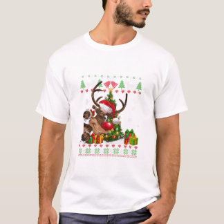 Rentier-Hundefreund Weihnachtsmann T-Shirt