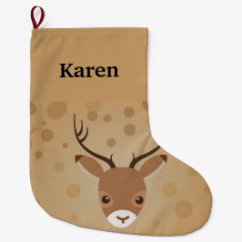 Rentier-Illustration auf braunem Hintergrund Großer Weihnachtsstrumpf