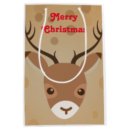 Rentier-Illustration auf braunem Hintergrund Mittlere Geschenktüte