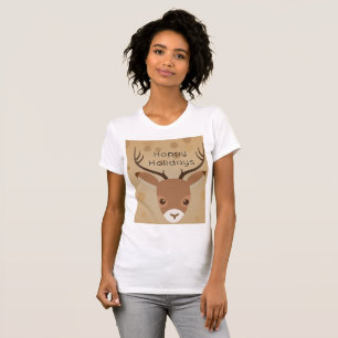 Rentier-Illustration auf braunem Hintergrund T-Shirt