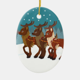 Rentier im Schnee Keramikornament