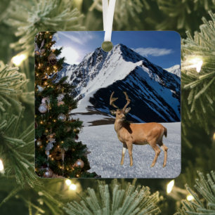 Rentier im Schnee Ornament Aus Metall