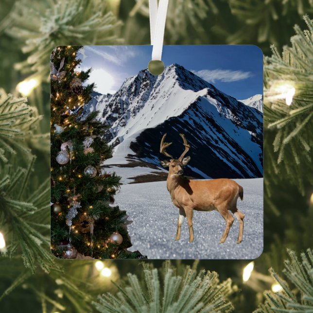 Rentier im Schnee Ornament Aus Metall (InSitu)