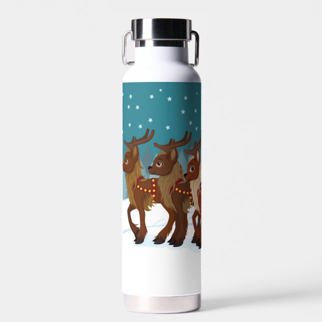 Rentier im Schnee Trinkflasche (Vorne)