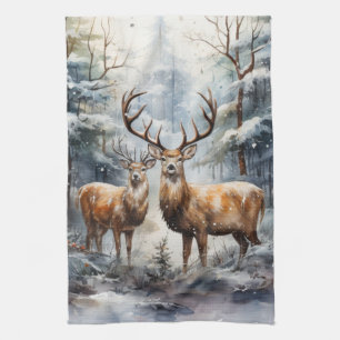 Rentier im Winter Wonderland Geschirrtuch