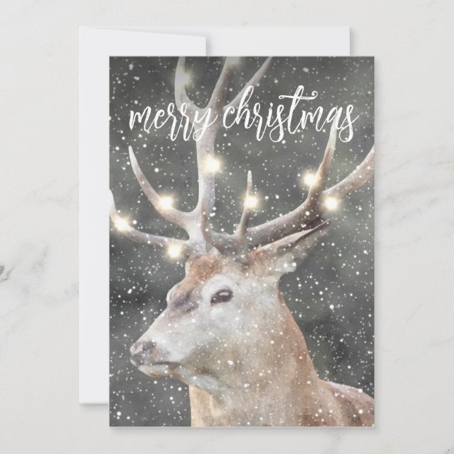 Rentier im Winterschnee Einladung (Vorderseite)