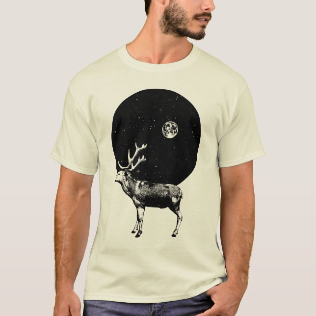 Rentier in der Nacht T-Shirt (Vorderseite)