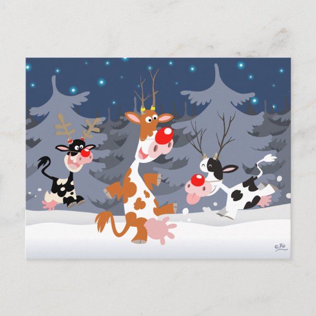 Rentier in der Schneekarte Postkarte (Vorderseite)