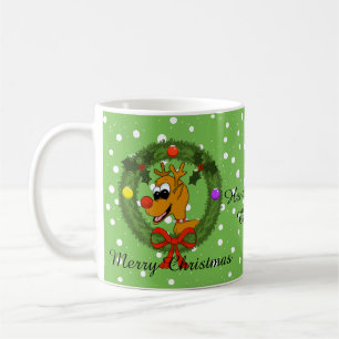 Rentier in der Weihnachtszeit-Tasse in Wreath Kaffeetasse