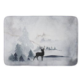Rentier in der Wildgrau-Wasserfarbe Weihnachten Badematte