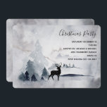 Rentier in der Wildgrau-Wasserfarbe Weihnachten Einladung<br><div class="desc">Eine Weihnachtsfeier mit einem Aquarellbild mit einem Rentier aus schwarzer Silhouette,  der unter einigen Kiefern stehend ist. Graues Schwarz-Weiß-Farbschema mit neutraler Farbe.</div>