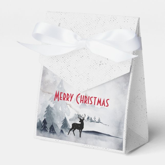 Rentier in der Wildgrau-Wasserfarbe Weihnachten Geschenkschachtel (Vorderseite)