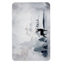 Rentier in der Wildgrau-Wasserfarbe Weihnachten Magnet