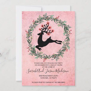 Rentier in Holly Wreath Einladung